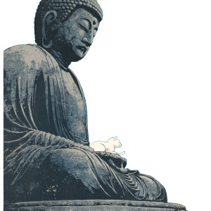 Buddha With Cat Vinyl Car Decal Sticker – Waterproof & UV-Resistant 8"