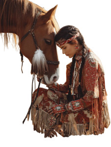 Native American With Horse Vinyl Car Decal Sticker – Waterproof & UV-Resistant 8"