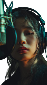 Korean Woman Recording Vinyl Car Decal Sticker – Waterproof & UV-Resistant 8"