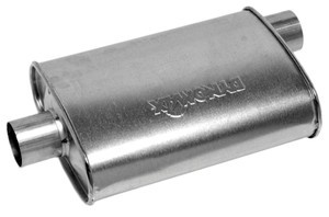 Dynomax Super Turbo Exhaust Muffler | Aluminized Steel Case | Enhanced Exhaust Flow | Performance Sound | Oval Shape Dynomax Super Turbo Exhaust Muffler | Aluminized Steel Case | Enhanced Exhaust Flow | Performance Sound | Oval Shape