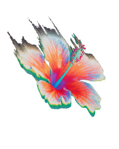 Glitched Hibiscus Essence Vinyl Car Decal Sticker – Waterproof & UV-Resistant 8"