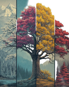 Four Seasons Tree Vinyl Car Decal Sticker – Waterproof & UV-Resistant 8"