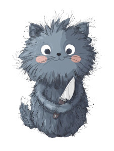 Fluffy Knife Cat Vinyl Car Decal Sticker – Waterproof & UV-Resistant 8"