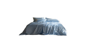 Luxurious Blue Satin Bed Vinyl Car Decal Sticker – Waterproof & UV-Resistant 8"