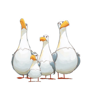 Fat Seagulls Cartoon Vinyl Car Decal Sticker – Waterproof & UV-Resistant 8"