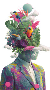 Surreal Botanical Portrait V2 Vinyl Car Decal Sticker – Waterproof & UV-Resistant 8"