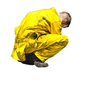 Crouching Worker Vinyl Car Decal Sticker – Waterproof & UV-Resistant 8"