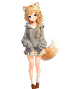 Fox-Eared Girl V4 Vinyl Car Decal Sticker – Waterproof & UV-Resistant 8"