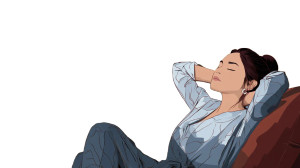 Serene Woman Relaxing Vinyl Car Decal Sticker – Waterproof & UV-Resistant 8"