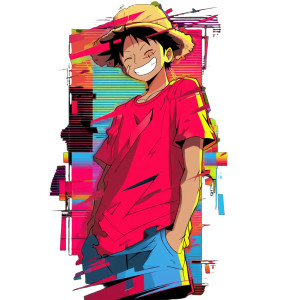 Vaporwave Luffy Vinyl Car Decal Sticker – Waterproof & UV-Resistant 8"
