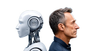 Robot And Human Profile Vinyl Car Decal Sticker – Waterproof & UV-Resistant 8"