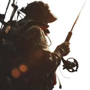 Cybernetic Fisherman Vinyl Car Decal Sticker – Waterproof & UV-Resistant 8"