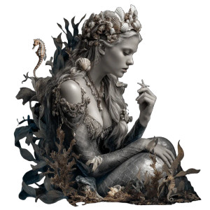 Mermaid With Starfish V2 Vinyl Car Decal Sticker – Waterproof & UV-Resistant 8"