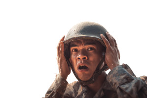 Shocked Soldier Blast Vinyl Car Decal Sticker – Waterproof & UV-Resistant 8"