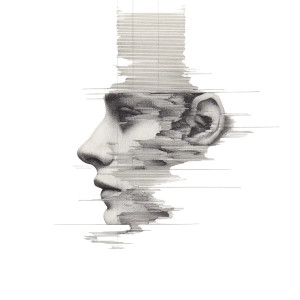 Glitched Face Drawing Vinyl Car Decal Sticker – Waterproof & UV-Resistant 8"