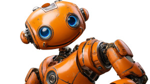 Friendly Orange Robot Vinyl Car Decal Sticker – Waterproof & UV-Resistant 8"