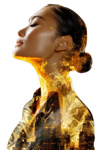 Golden Silhouette Woman Vinyl Car Decal Sticker – Waterproof & UV-Resistant 8"
