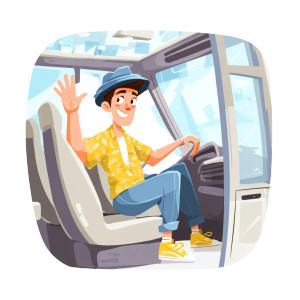 Smiling Bus Driver Vinyl Car Decal Sticker – Waterproof & UV-Resistant 8"