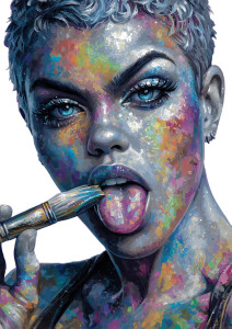 Rainbow Mosaic Girl Vinyl Car Decal Sticker – Waterproof & UV-Resistant 8"