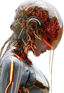 Futuristic Android Woman Vinyl Car Decal Sticker – Waterproof & UV-Resistant 8"