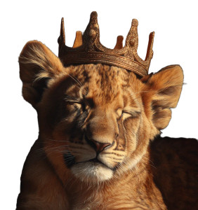 Crowned Lion Cub Vinyl Car Decal Sticker – Waterproof & UV-Resistant 8"