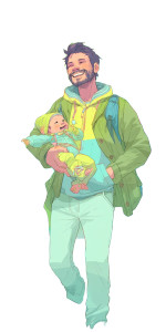 Smiling Man With Baby Vinyl Car Decal Sticker – Waterproof & UV-Resistant 8"