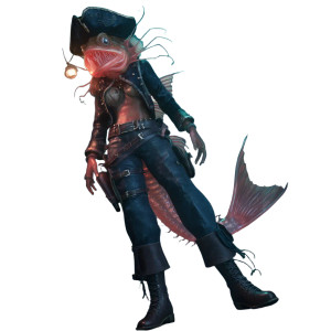 Anglerfish Pirate Captain Vinyl Car Decal Sticker – Waterproof & UV-Resistant 8"