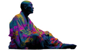 Psychedelic Meditating Monk Vinyl Car Decal Sticker – Waterproof & UV-Resistant 8"