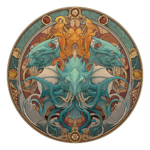 Art Nouveau Monsters Vinyl Car Decal Sticker – Waterproof & UV-Resistant 8"