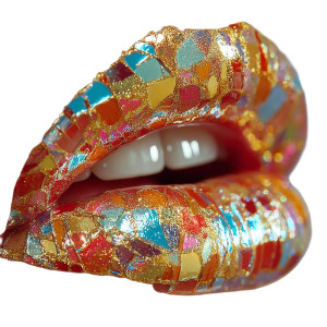 Golden Glamour Lips Vinyl Car Decal Sticker – Waterproof & UV-Resistant 8"