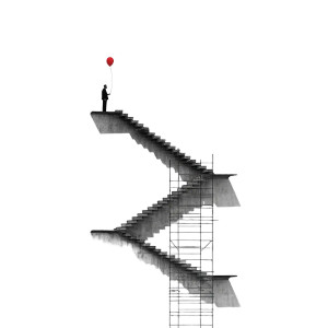 Man With Balloon Vinyl Car Decal Sticker – Waterproof & UV-Resistant 8"