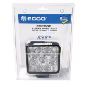 Ecco Electronic Work Light | 9-LED Flood Beam, 1300 Raw Lumens, Easy Pedestal Mounting Ecco Electronic Work Light | 9-LED Flood Beam, 1300 Raw Lumens, Easy Pedestal Mounting