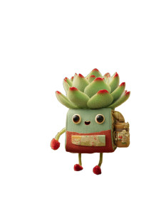 Cheerful Succulent Character Vinyl Car Decal Sticker – Waterproof & UV-Resistant 8"