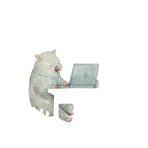 Cartoon Wombat Working Vinyl Car Decal Sticker – Waterproof & UV-Resistant 8"