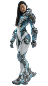Cybernetic Warrior Woman V3 Vinyl Car Decal Sticker – Waterproof & UV-Resistant 8"