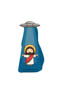 Cartoon Jesus Abducted Vinyl Car Decal Sticker – Waterproof & UV-Resistant 8"