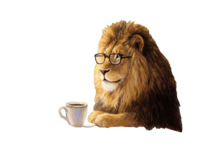 Lion At Café V2 Vinyl Car Decal Sticker – Waterproof & UV-Resistant 8"