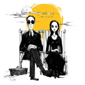 Gothic Beach Sunbathers Vinyl Car Decal Sticker – Waterproof & UV-Resistant 8"