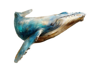 Blue Whale Painting Vinyl Car Decal Sticker – Waterproof & UV-Resistant 8"