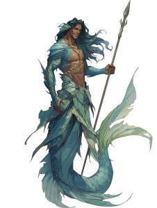 Handsome Merfolk Warrior Vinyl Car Decal Sticker – Waterproof & UV-Resistant 8"