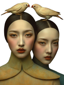 Asian Models With Birds Vinyl Car Decal Sticker – Waterproof & UV-Resistant 8"