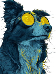 Cyberpunk Border Collie Vinyl Car Decal Sticker – Waterproof & UV-Resistant 8"