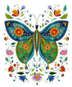 Floral Butterfly V3 Vinyl Car Decal Sticker – Waterproof & UV-Resistant 8"