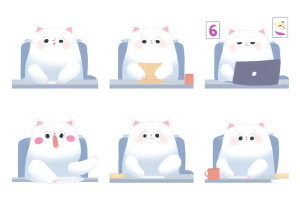 Adorable White Cat V2 Vinyl Car Decal Sticker – Waterproof & UV-Resistant 8"