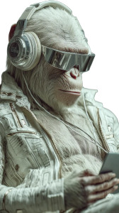 Cyberpunk Albino Monkey Vinyl Car Decal Sticker – Waterproof & UV-Resistant 8"