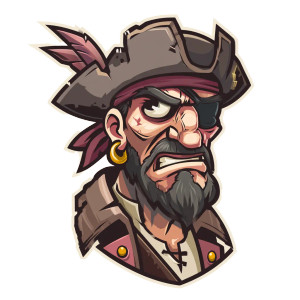 Cartoon Pirate Emote Vinyl Car Decal Sticker – Waterproof & UV-Resistant 8"