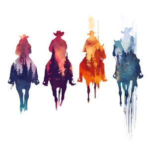 Western Horse Riders V2 Vinyl Car Decal Sticker – Waterproof & UV-Resistant 8"