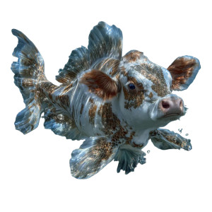 Cow-Fish Hybrid Vinyl Car Decal Sticker – Waterproof & UV-Resistant 8"