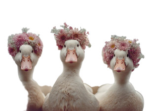 Ducks With Flower Crowns Vinyl Car Decal Sticker – Waterproof & UV-Resistant 8"