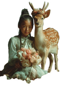 Girl And Fawn Vinyl Car Decal Sticker – Waterproof & UV-Resistant 8"